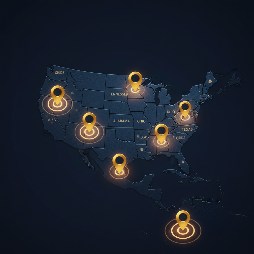 Map showing MensPro Health clinic locations across the United States