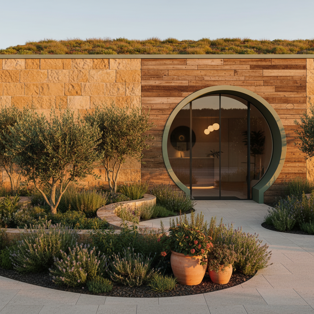 Exterior of charming wellness clinic with garden path
