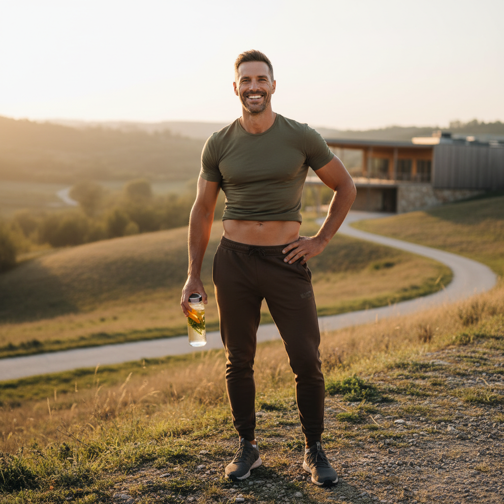 Man running on a trail representing an active, healthy lifestyle